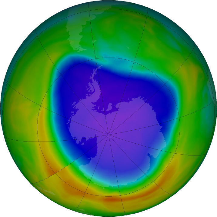 Antarctic ozone map for 29 October 2018